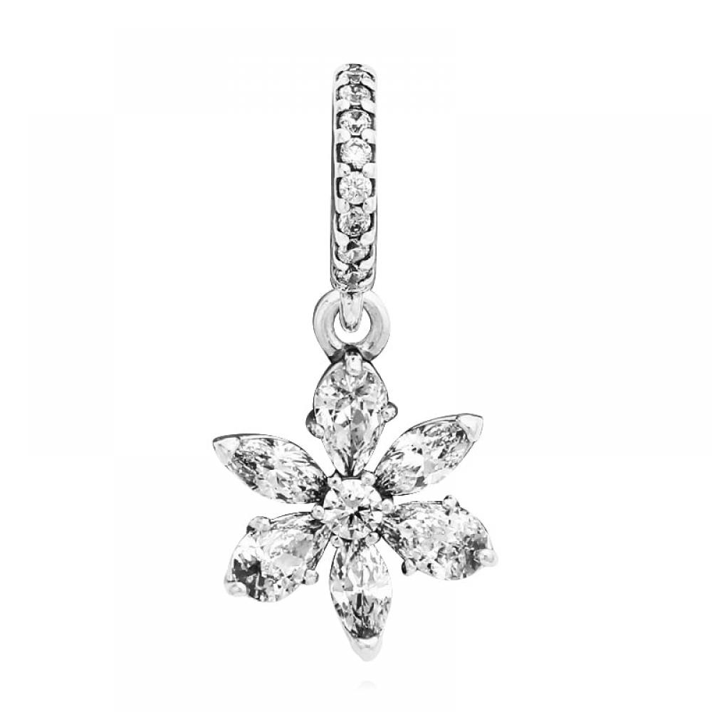 PAndora 792382c01 Sparkling Flower Cluster Pendant And Dangle Silver Charm