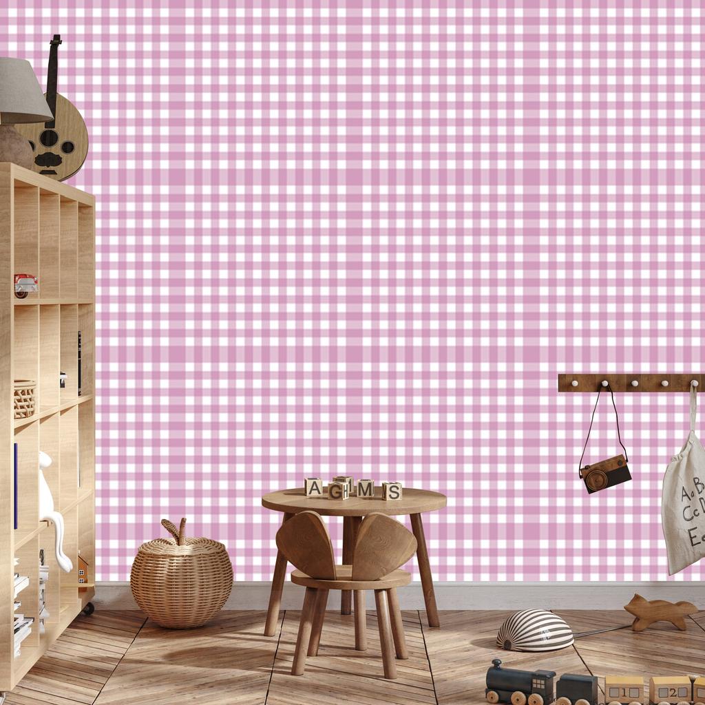 Wallpaper Fabric Pattern Powder Pink and White for Living Room and Bedroom 50x1000