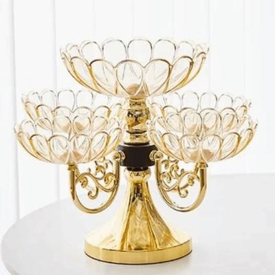 Elegant Rotating Snack Serving Tray Flower Shaped Multi-Layered Snack Dessert Plate Divided Serving Light Luxury