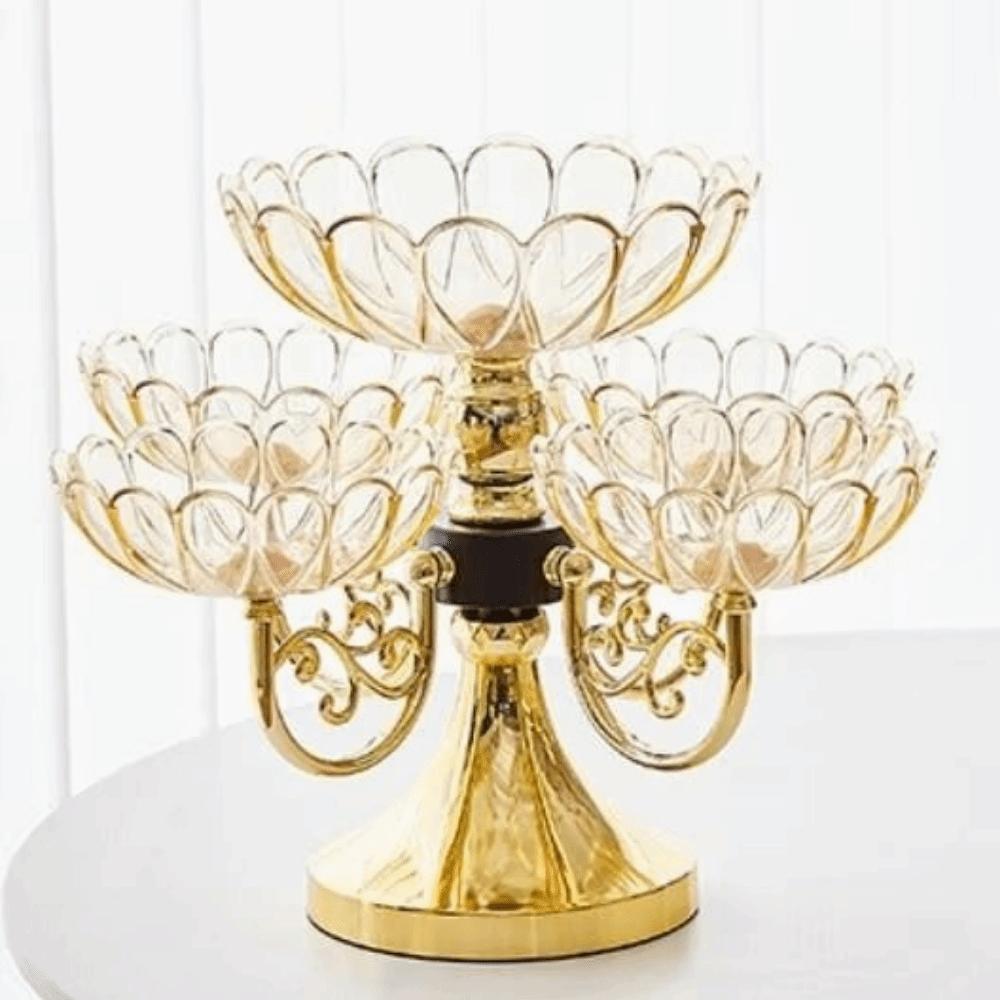 Elegant Rotating Snack Serving Tray Flower Shaped Fruit Plate Stand Home Decor