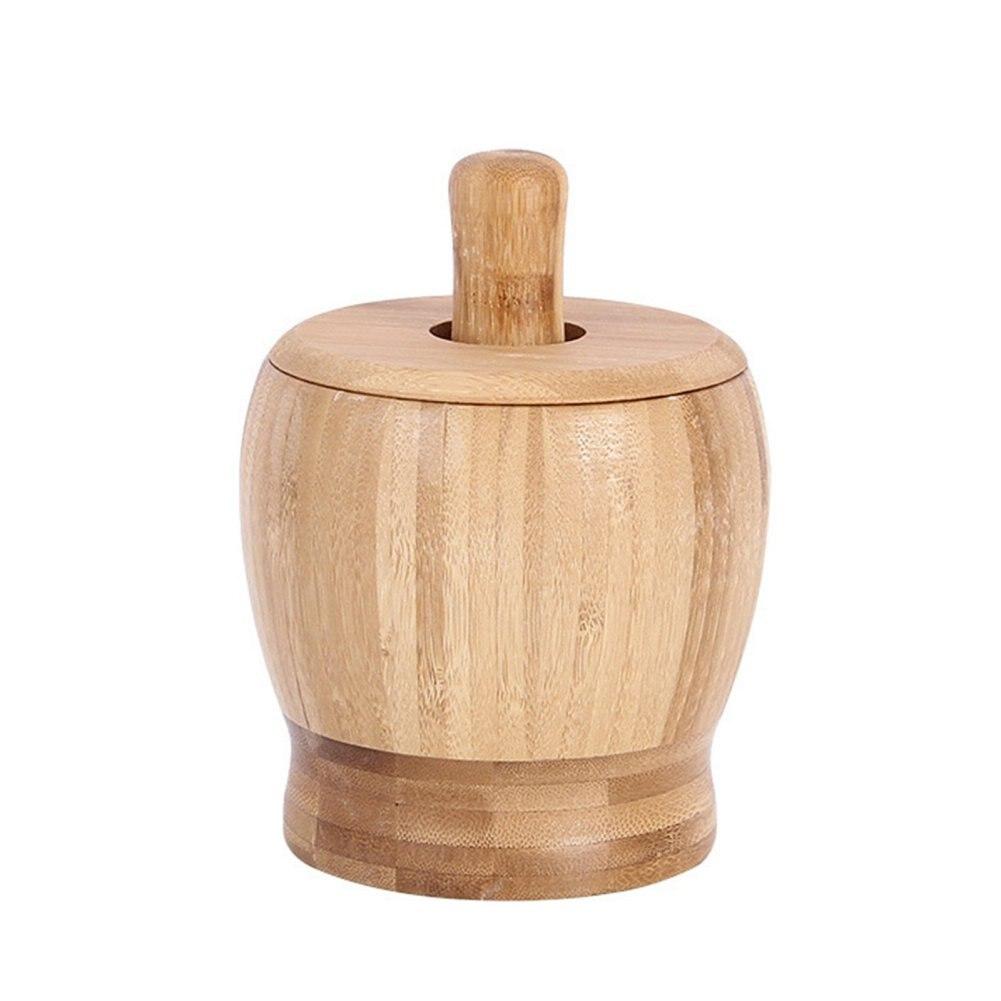 Bamboo Mortar Pestle Set Herbs Spices Crusher S-L Bamboo Garlic Jar Natural Bamboo Spice Grinder Mortar Pestle Set