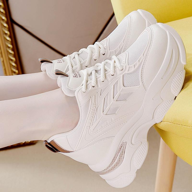 Fashion New Soft Sole Comfortable Versatile Sports Outdoor Shoes 2025 Woman Spring Black Fashion Round Toe Platform Casual Sneakers