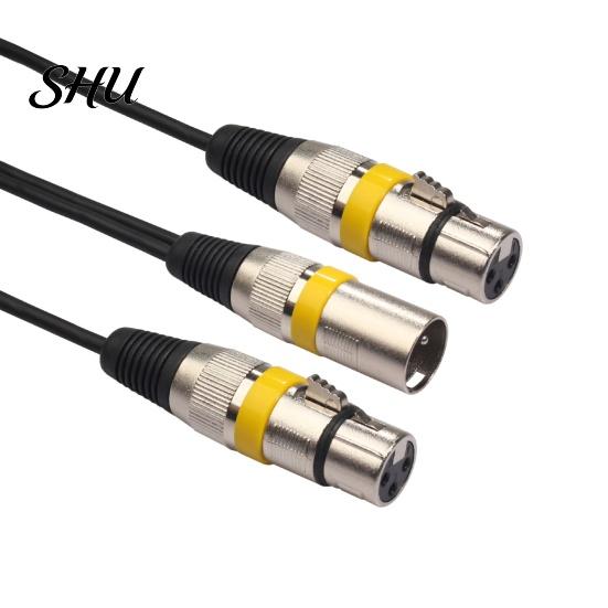 Audio Adapter Cable 30cm Anti-winding Balanced Transmission Zinc Alloy 2 in 1 Anti-interference XLR Male to Female Extension Cord for Sound Console