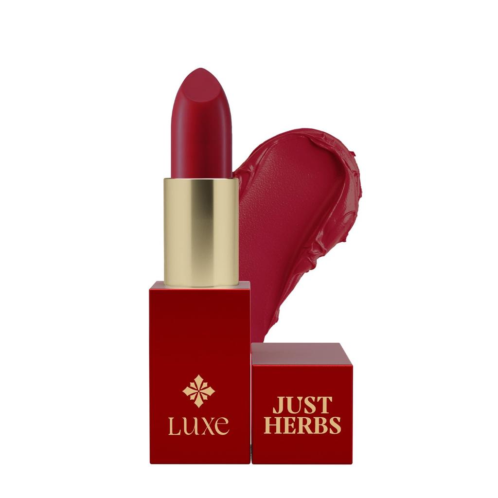 Just Herbs Luxe Satin Melt High Shine Lipstick | Luxury Makeup | Ayurvedic Formula | Long Lasting Shine | Ayurvedic Lipstick – 4 gm (02 PLUM REVE