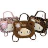 Hello Kitty Leopard Pattern Shoulder Bag With Plush Cartoon Design For Casual Daily Use