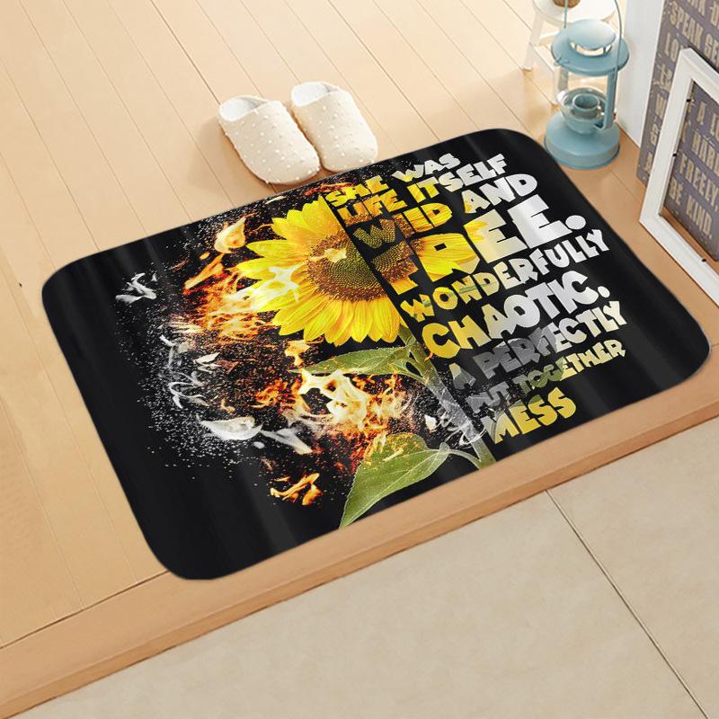Carpet Kitchen Living Room Floor Mat Carpet Door Mat Sunflower Non-slip