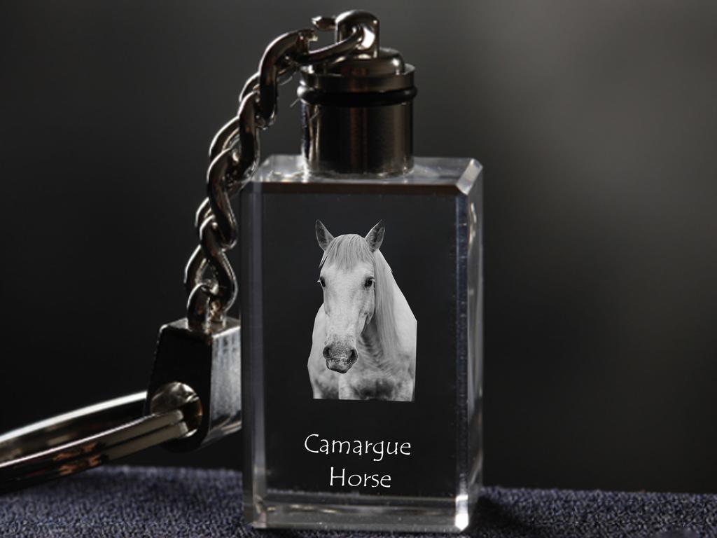 Camargue Horse - Crystal pendant with photo of a horse, illuminated pendant, unique gift by Art-Dog brand