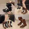 Casual retro versatile inner height-increasing Martin boots women's 2025 new versatile British style round head lace-up sports short boots