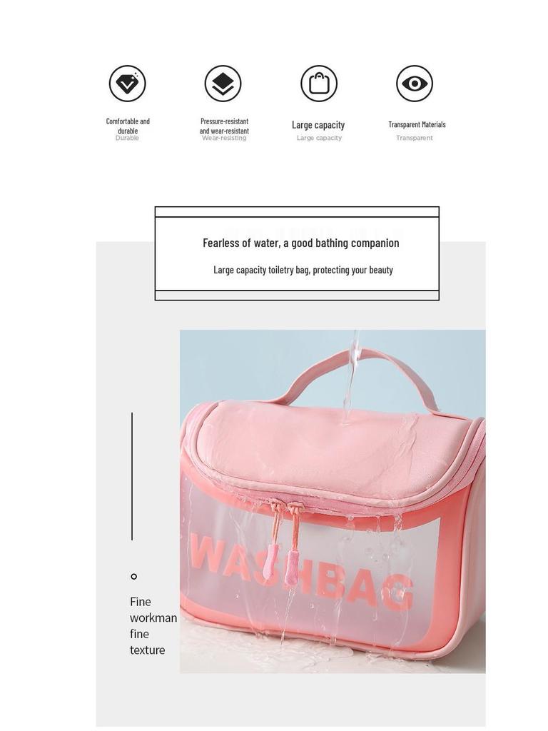 Waterproof Travel Makeup Bag Organizer with Hook - Portable Fragrance Style Handbag
