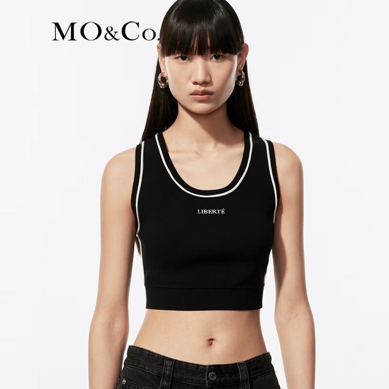 MO&Co. U-Neck Contrast Trim Knit Cropped Racerback Tank Top