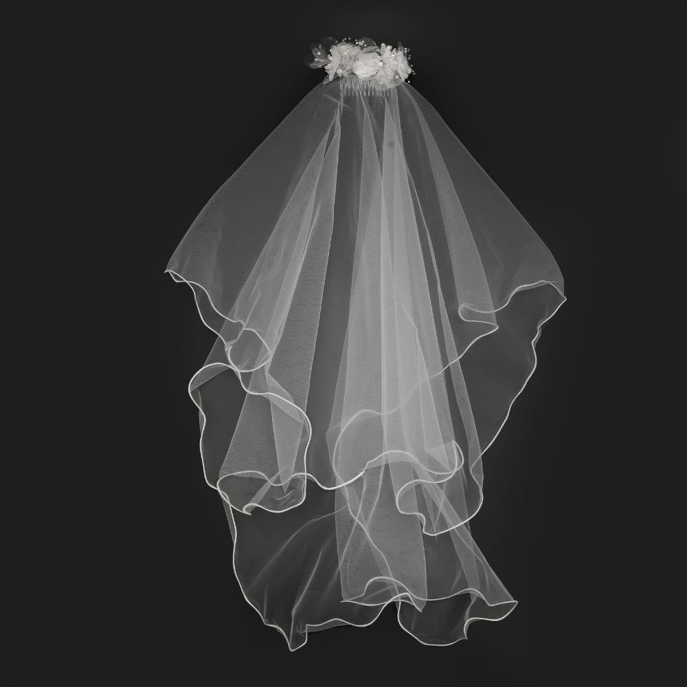 White Bridal Veil Mesh Flower Wreath Portable Marriage Headwear Outdoor Wedding Guest