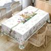 Easter Bunny Eggs Floral Waterproof Tablecloth Table Decor Washable Farmhouse Kitchen Dining Tablecloth Easter Decorations