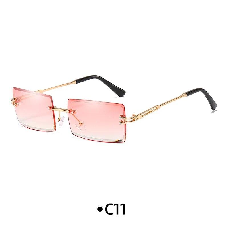 

Vintage Fashion New Sunglasses Rimless Frameless Rectangle Shades Gradient UV400 Summer Traveling Sun Glasses for Women красный