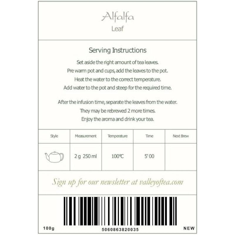 Alfalfa-Kraut Bio Medicago Sativa – Qualitäts-Luzerne – Erba Medica Tonic 100g