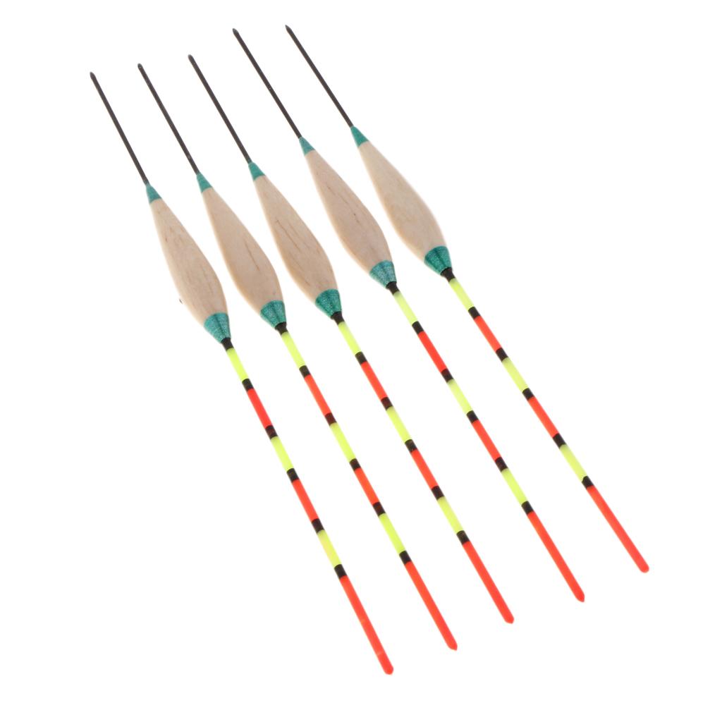 5pcs Freshwater Fishing Buoy Plastic Wood Fishing Floats Slip Bobber Floats Replacement Tackles for Sea/Rock Ice Fishing