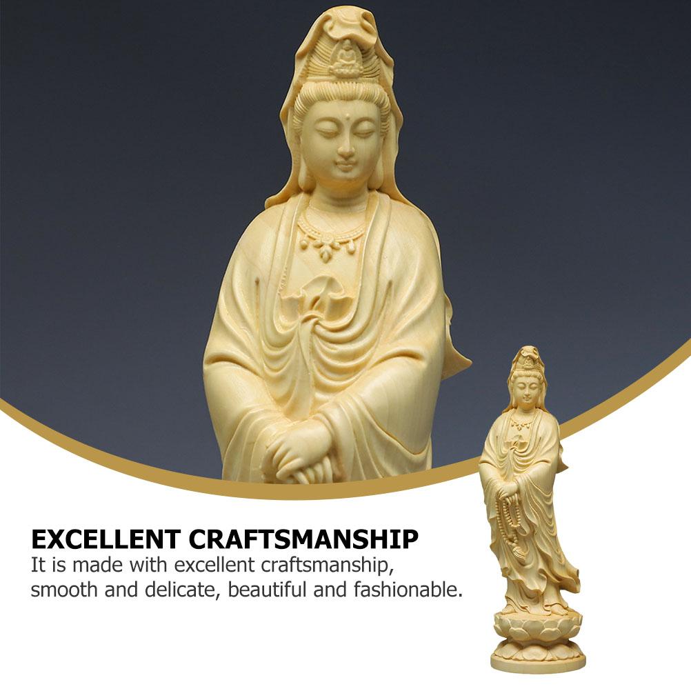 Wooden Statue Buddha Sculpture Home Decor Desktop nament Office Adornment Statues Craft Garden Accessories Religious