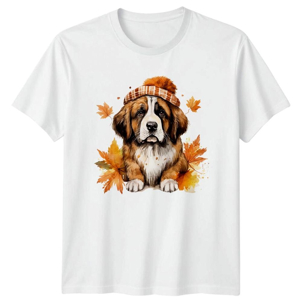 Cozy Autumn Vibes Saint Bernard Dog TShirt Saint Bernard Dog Lovers S
