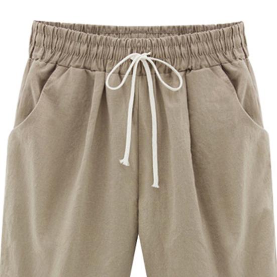 Pantaloncini estivi da donna con coulisse Vita elastica Lunghezza al ginocchio Gamba larga Tasche laterali larghe Pantaloni corti da donna casual in puro colore taglie forti