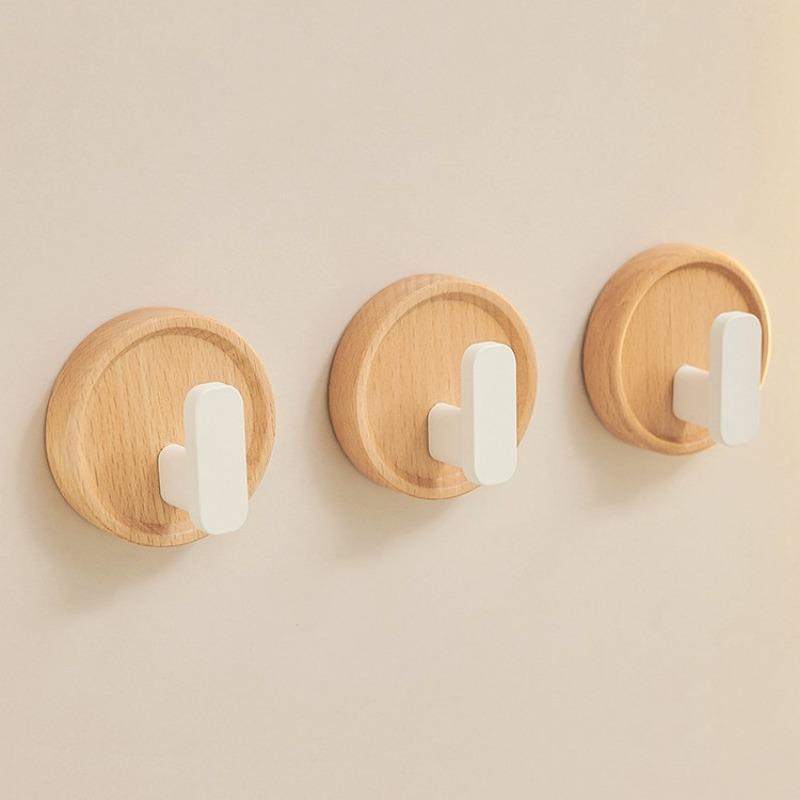 Selbstklebender massiver Holzhaken, Nussbaum-Schlüssel, dekorativer Handtuchhalter, Haken, Türhänger, Wandgarderobe, Küchen- und Badezimmer-Organizer