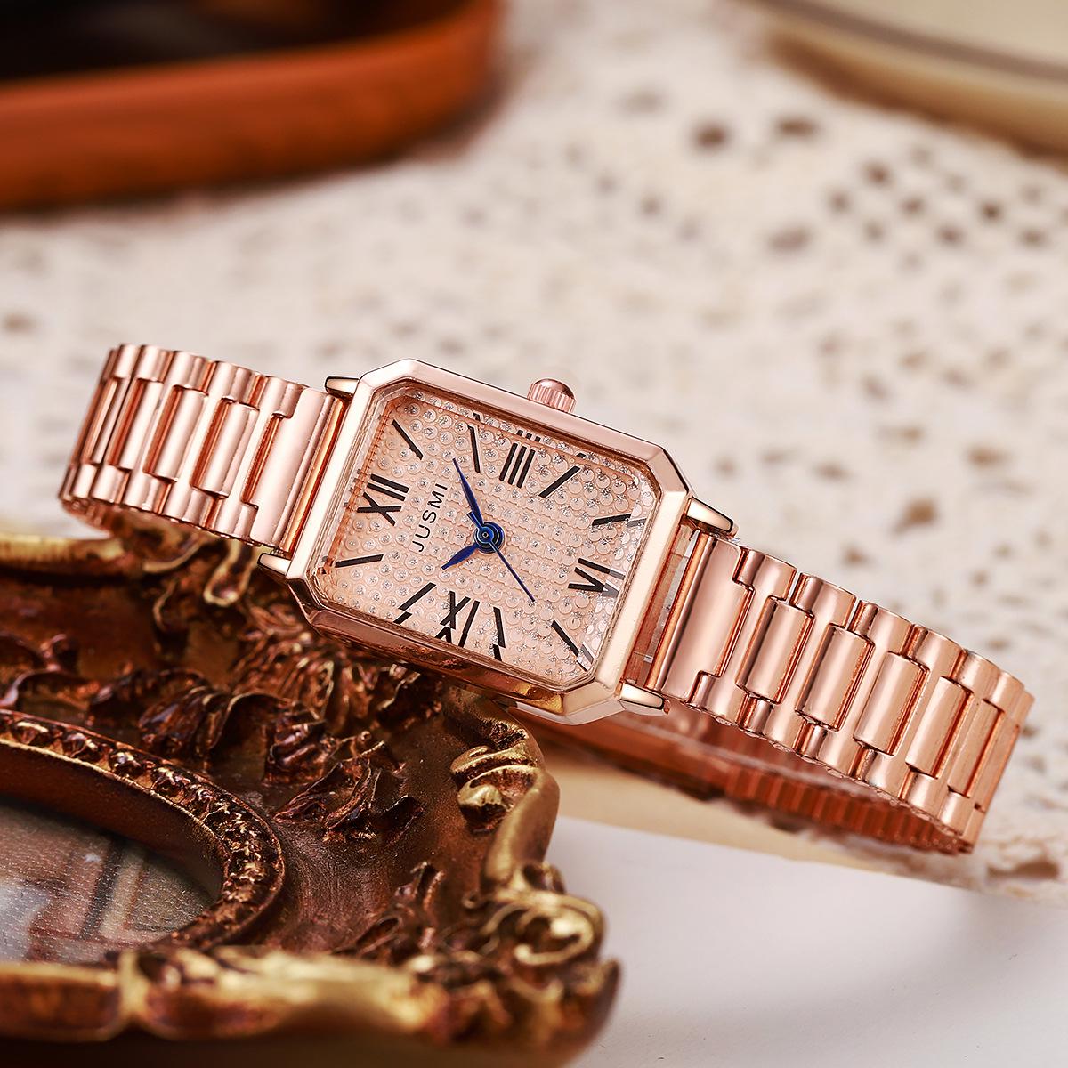 

Нишевые квадратные женские кварцевые часы Mori Girl - Стильные и простые для студентов розового золота