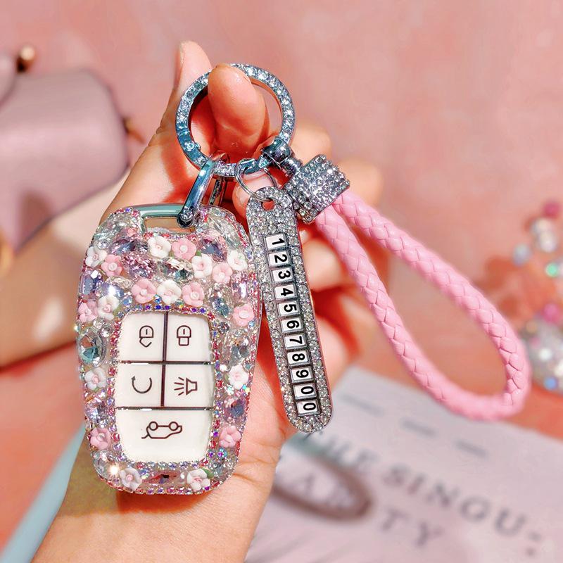 Rhinestone Car Key Shell for Southeast DX7/DX3/DX5/A5/Yi Wu - Fashion Goddess Bag Buckle