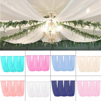 6m/10m Hochzeits-Deckenvorhänge Dekorationen Glänzender Chiffon-Vorhang Drapierung Vorhang für Mariage Außenzeremonie Girlande Party-Deko