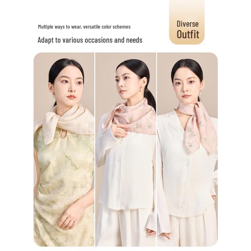 JIUMU Women's Mulberry Silk Square Scarf