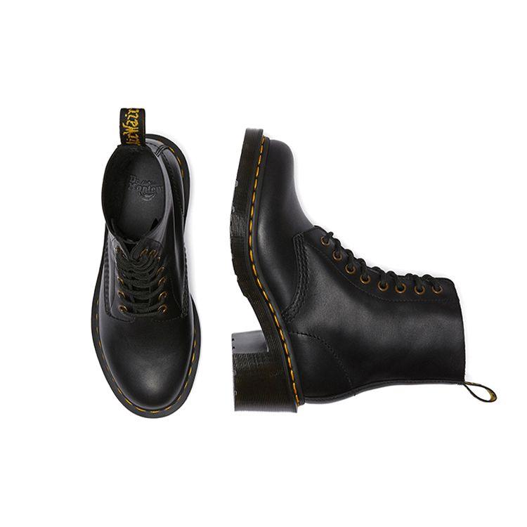 DR. Martens Leder Rundzehen Schnürstiefel Damenstiefel Schwarz 25436001