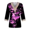 Women's Shirt Blouse Casual Loose Shirts 3/4 Sleeve Lace Trims Print V Neck Tops Print Tops T-shirts Tee