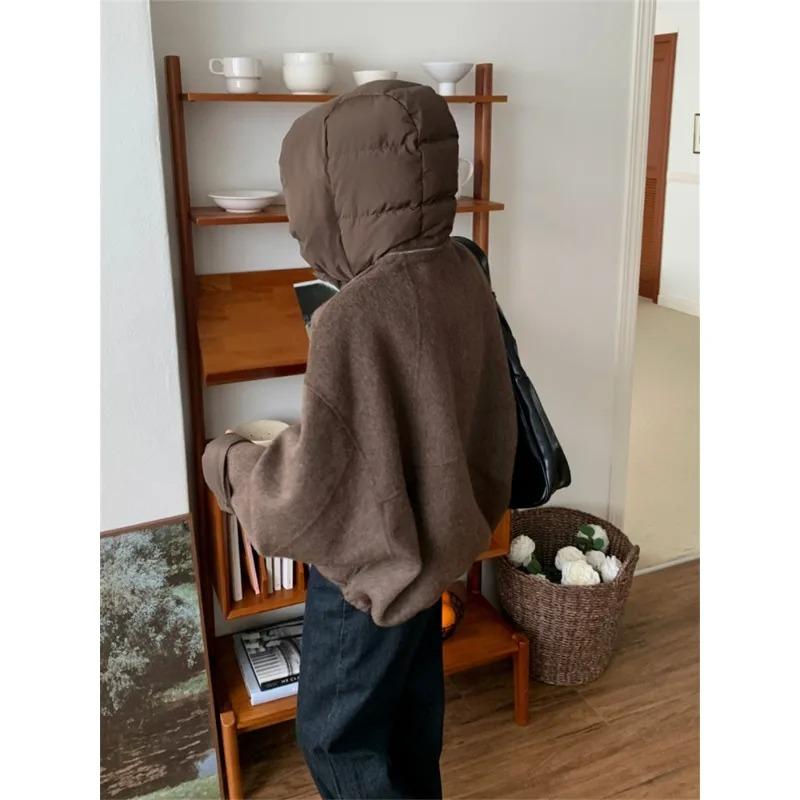 Abrigo de Invierno Holgado de Ocio Color Sólido para Mujer Chaqueta Trench Moda Femenina Elegante Casual Ropa para Mujer
