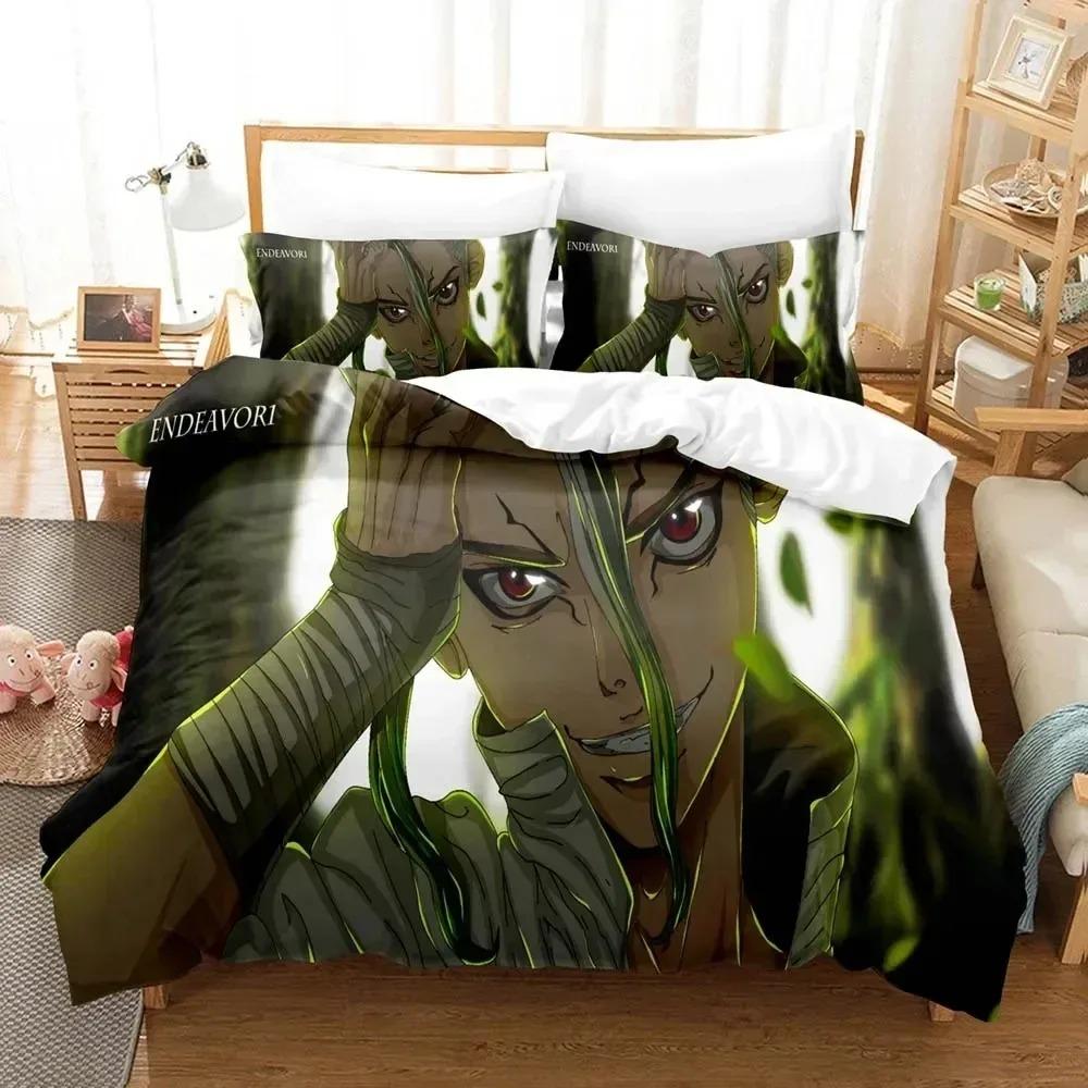 New 3D Printed Anime Dr.Stone Senku Bedding Set Boys Girls Twin Queen Size Duvet Cover Pillowcase Bed Kids Adult Home Textiles