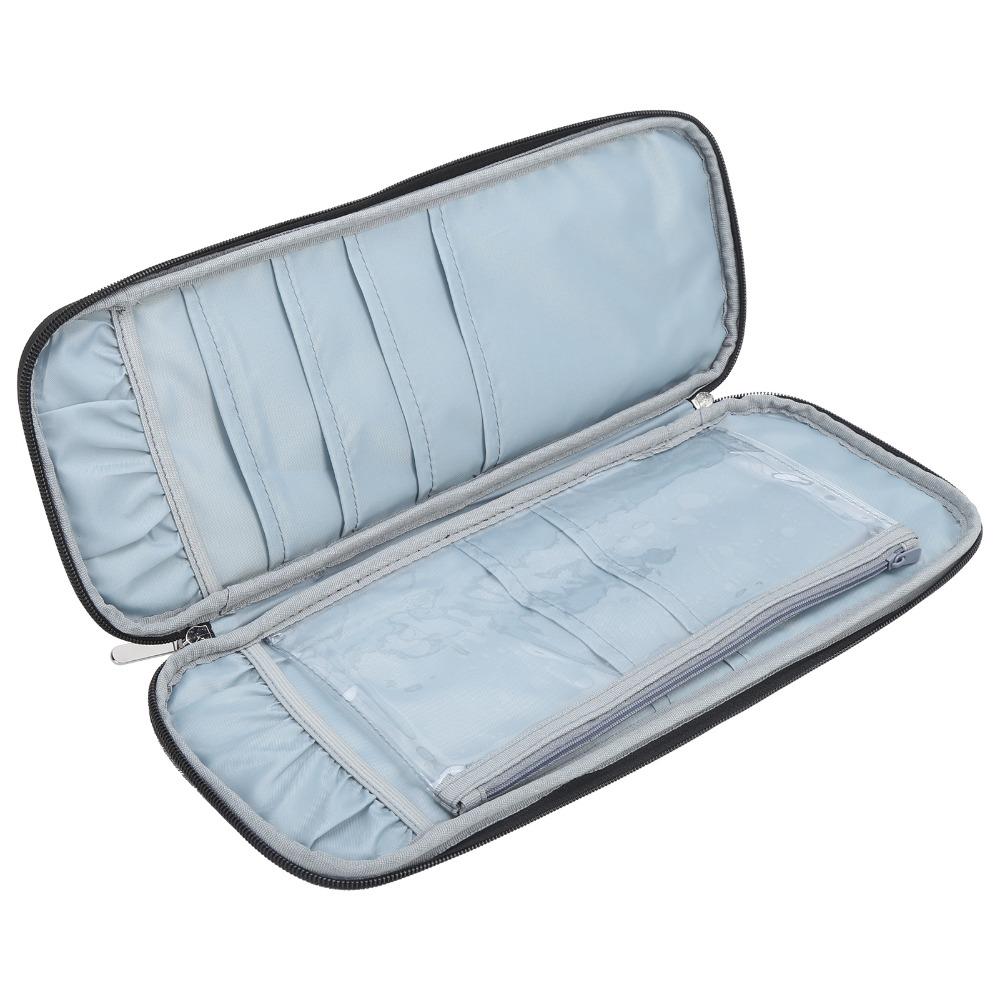 Gray Crochet Storage Bag Zippered Pouch Travel Organizer Bag For Knitting Lovers