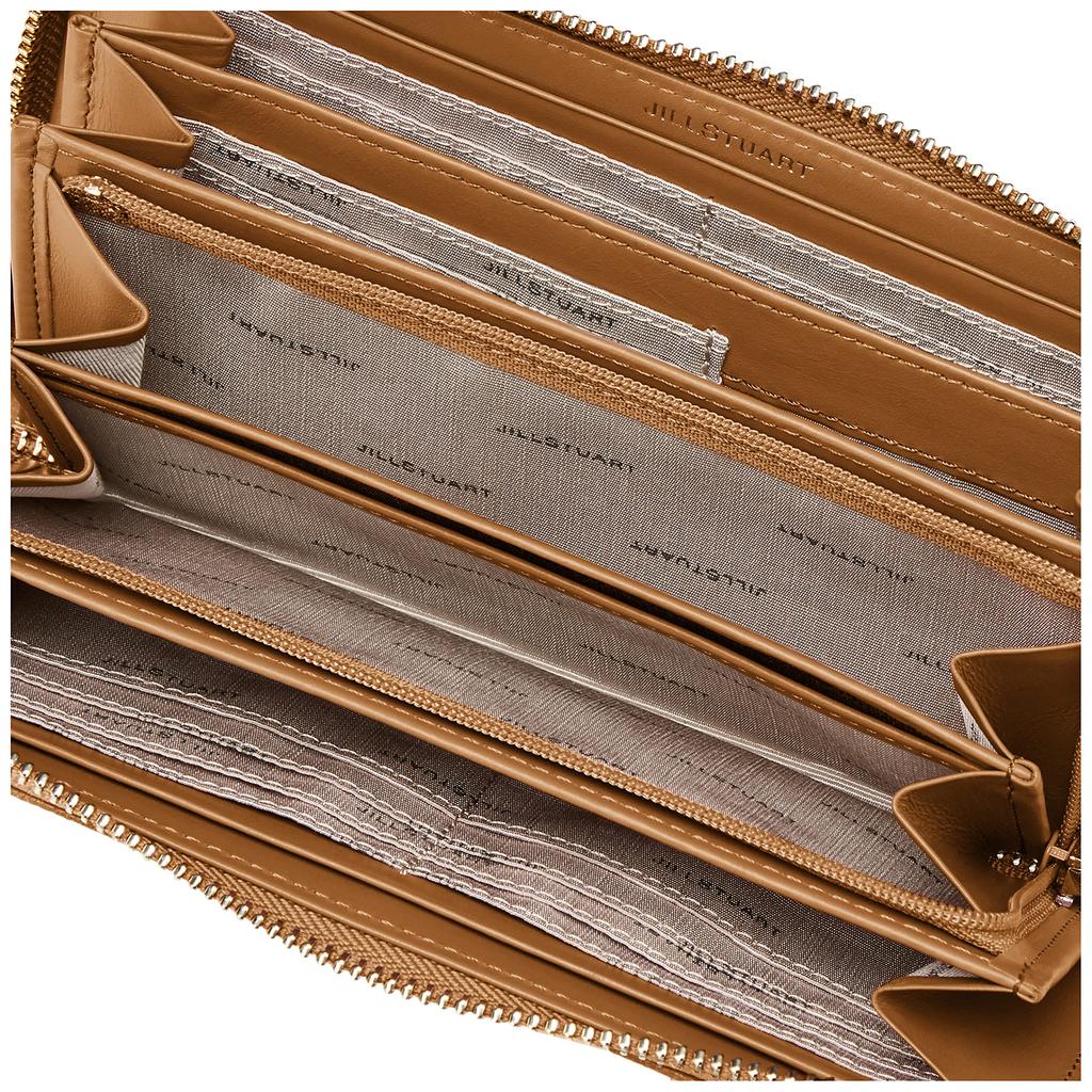 Round Zipper Long Wallet Ribbon Retro Modern Goat Leather with Charm JSLW2BT1 Exclusive Camel [Jill Stuart] [Grandeur] (Includes Box)