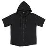 Men's Sports Casual Short-sleeved Shirt Hooded Fashion Sweater Cardigan Loose T-shirt