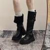 Cowhide version of Maillard boots, women's two wear lapel boots, thick soles increase height, western slim knight boots, Martin boots