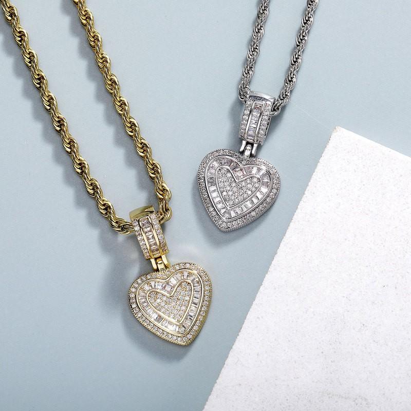 Heart Pendant Necklace Women Gold Plated Chain Hip Hop Jewelry Statement Choker Layered Accessory
