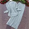 2025 Autumn Women's Casual Knit Sweater & Hip Wrap Skirt Set