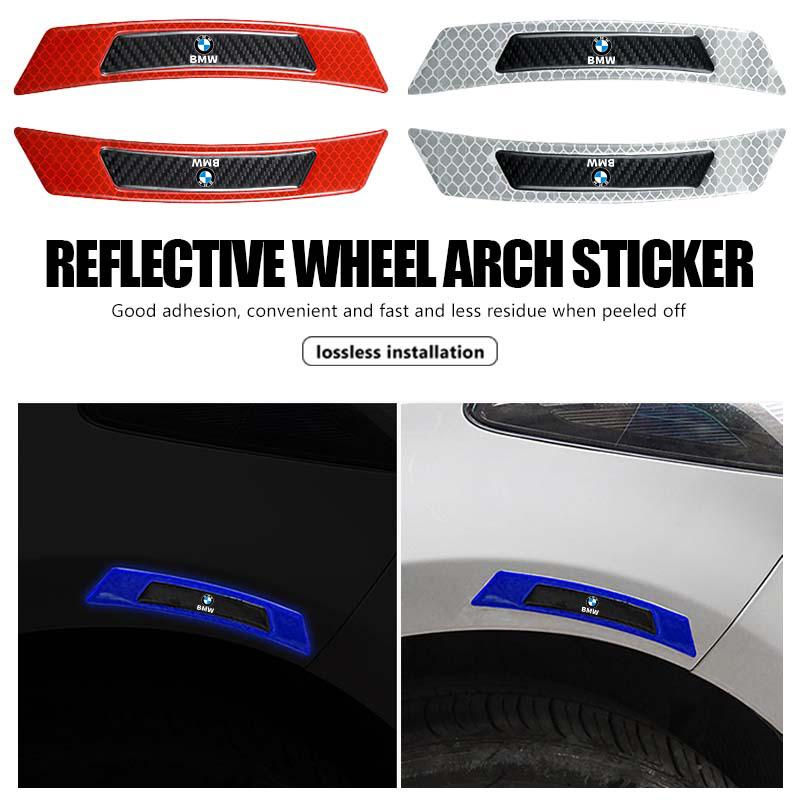 TVHW5 2PCS Car Wheel Eyebrows Protector Strip Reflective Stickers For BMW M Sport M2 M3 M4 M5 M6 E46 E90 E60 F10 F20 E87 X3 X6