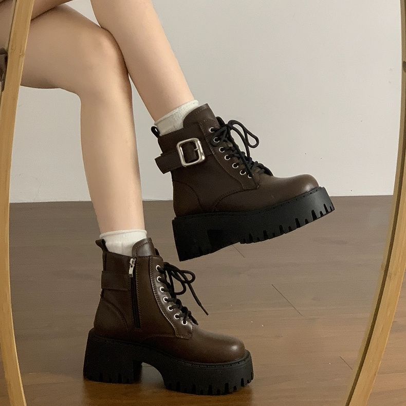 

Британские ботинки Martin осенью 2024 года, популярные женские темпераментные простые и тонкие ботинки, однотонные ботинки на высоком каблуке с нескользящей подошвой 40