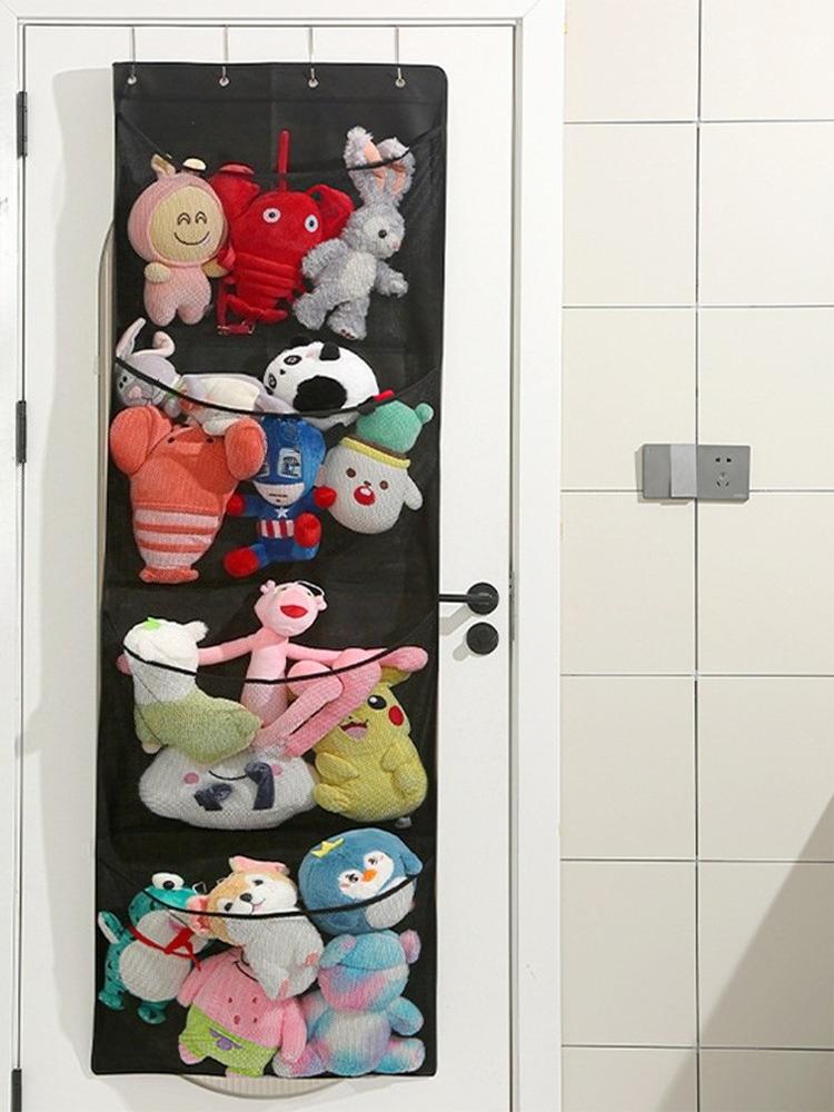 4-Section Door Hanging Organizer - Breathable Mesh Storage Bag for Toys & Clutter, Non-Woven Multi-Purpose Wall-Mounted