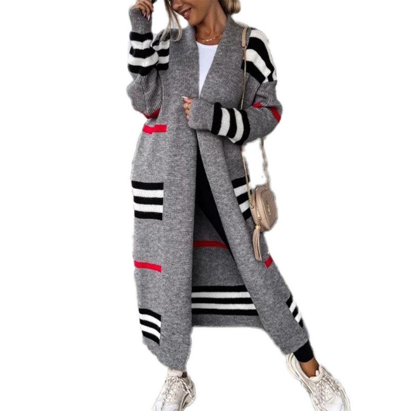 YYFS Women's Fashion Casual Fall Winter Stripe Print Long Sleeve Sweaters