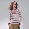 Women's Striped Long Sleeve Graphic Crew Neck T-Shirt