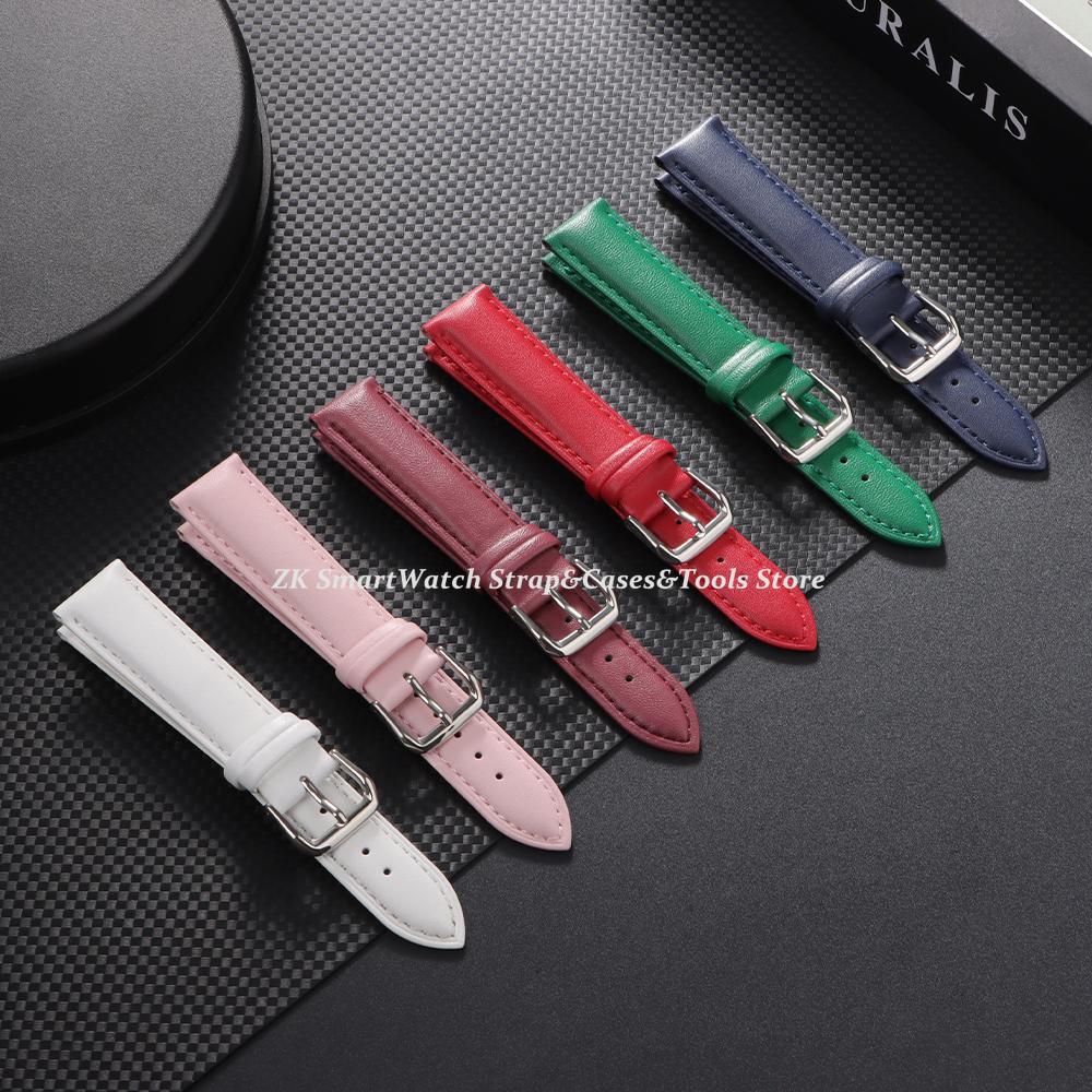 Vintage Leather Watch Strap 18mm 20mm 22mm Universal Bracelet Business Green White Blue Watchband for Men Women Belt Accessories