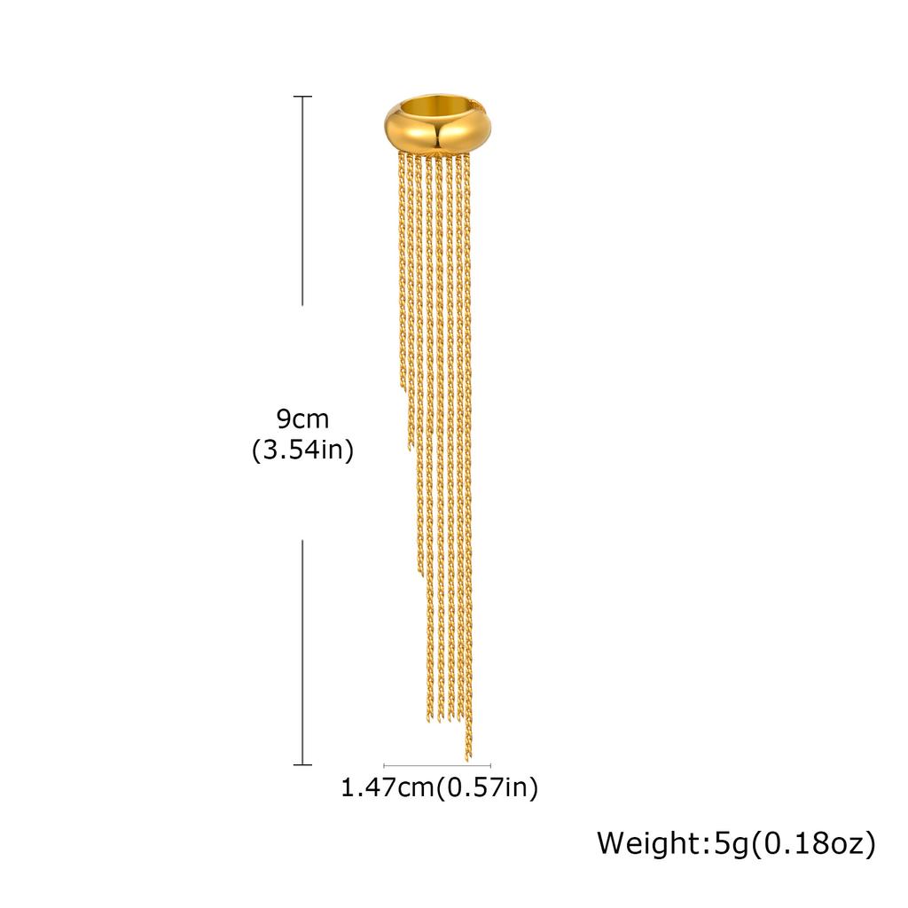 Fashion Long Tassel C-shaped Fake Piercing Ear Clip for Women Gold Plated Stainless Steel Ear Bone Clip On Earrings Ear Cuff