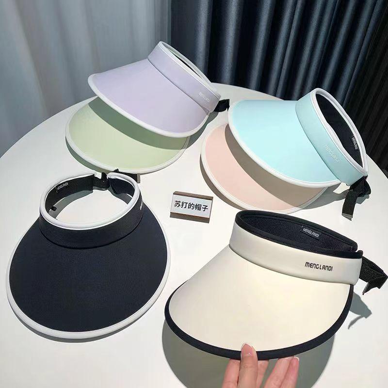 Sunscreen Cap Double-sided Ice Silk Women's Summer Empty Top Outdoor Large Brim Foldable Face Visor