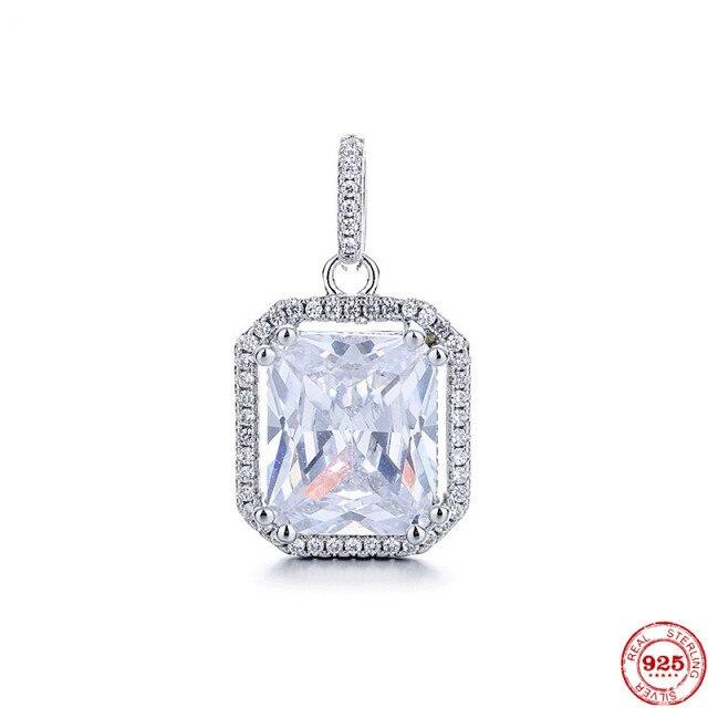 925 Sterling Silber Volldiamant Anhänger Rosa Gelb Zirkon Halskette Unsichtbar Transparent Modeschmuck Geschenke für Mädchen weiß