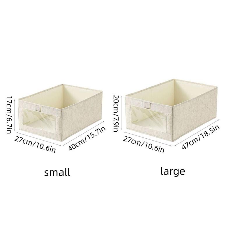 

Складной хлопково-льняной ящик для хранения, органайзер для одежды для общежитий, шкафов и спальни, сетчатый, без крышки S бежевый