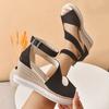 Fashion Peep Toe Platform Wedge Sandals for Women Black Ankle Strap Hollow Out Gladiator Sandals Woman Summer Thick Bottom Beach Shoes