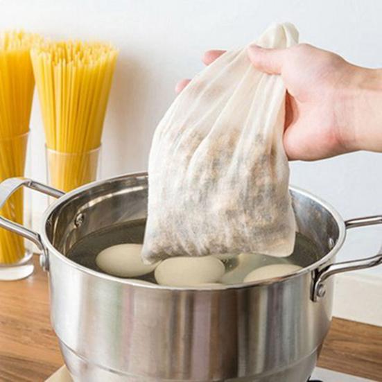 50 stuks kruidenzakjes voor het koken van soep, herbruikbare trekkoordtas, theezakjes, ongebleekte kaasdoekzak voor het zeven en het maken van thee