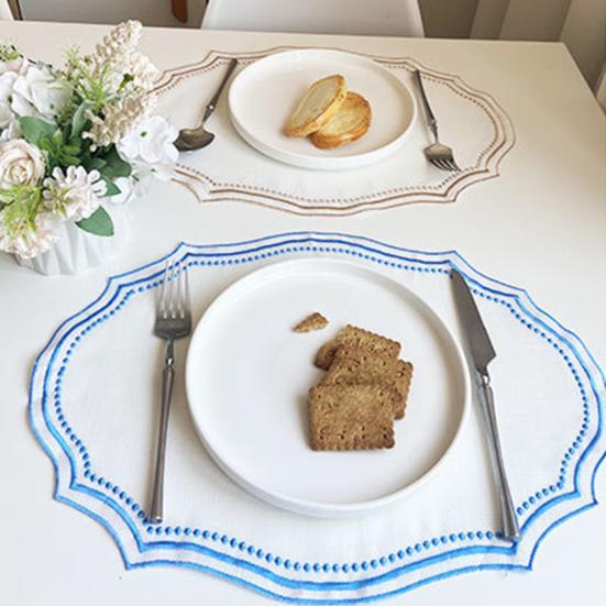 Placemat, Wrinkle-Resistant Embroidered Lace Table Mat, Heat-Resistant Non-Slip Washable Coaster Mat for Home Decor
